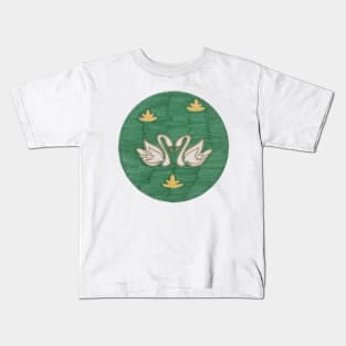 Swan Pair Circle Painting Kids T-Shirt